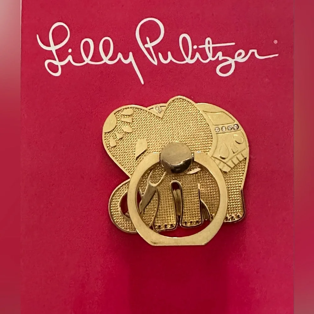 ❌ BOGO Lilly Pulitzer Gold Metallic Elephant Phone Ring